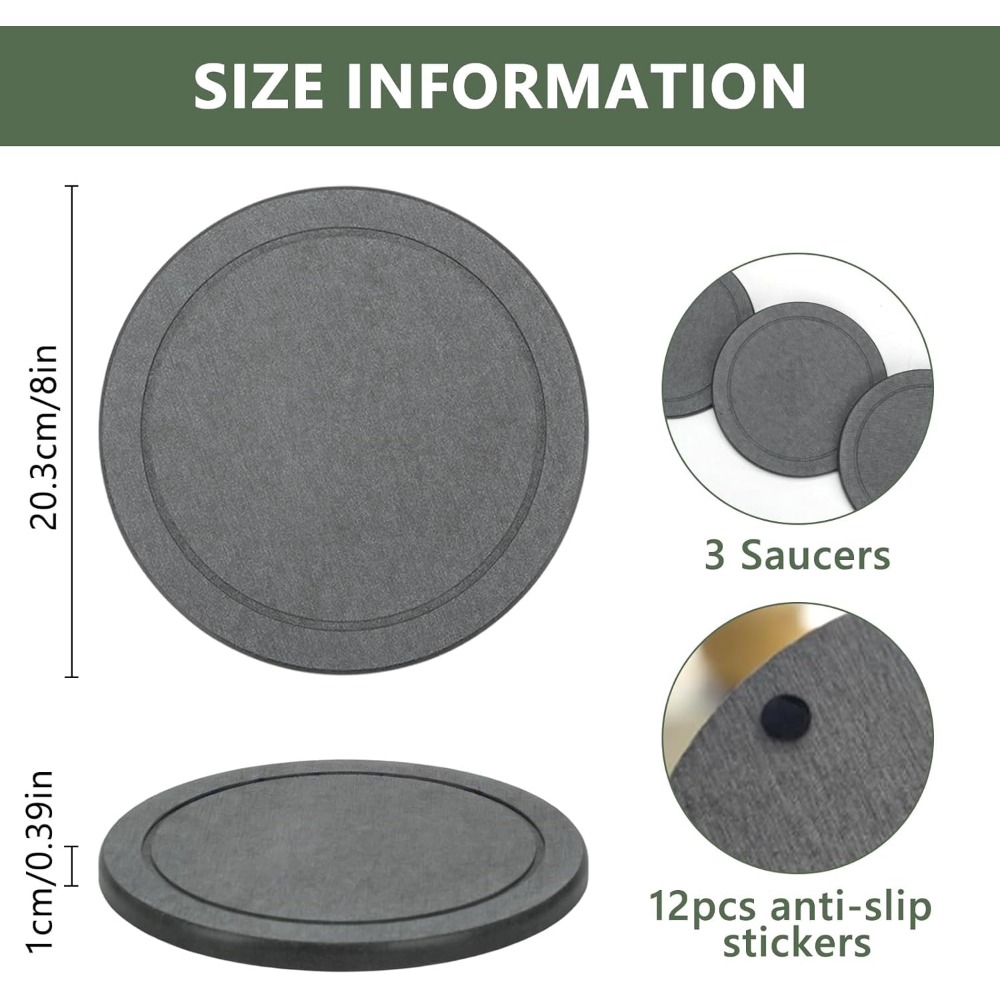 3Pcs/Set Diatomaceous Earth Pl - Drip Tray Saucer 评论和价格
