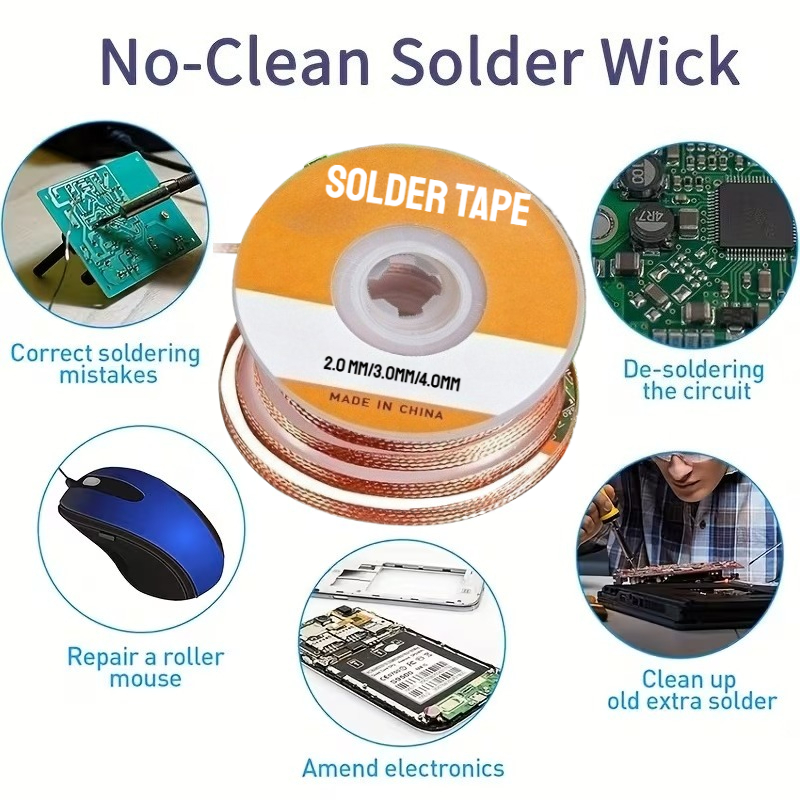 No‑Clean Desoldering Braid Cop - Copper Wire Roll 评论和价格